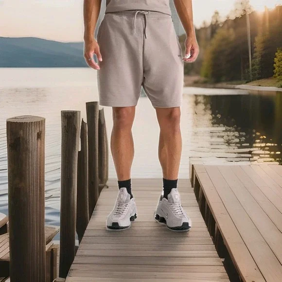 Sonneti London Mens Small Gray Fleece Shorts 9" Inseam -Logo Drawstring, Pockets - Picture 14 of 16